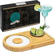 Margarita Salt Rimmer, Bamboo Wood Glass Rimmer, Bartender Tool for Cocktail and Margarita, Sugar and Salt Rimmer for Wide Glasses up to 4.7 Inches