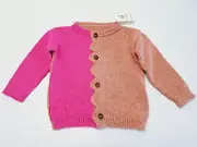 Cabbages & Kings Cardigan Sweater S 2 Pink Zig Zag Alpaca Button Front NEW g