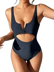 [Dixperfect] Women's Retro 80s/90s Inspired High Cut Low Back One Piece Swimwear