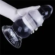 dnofowl BDSM Extra Large Transparent Anal Beads Huge Anal Plug Buttplug with Suction Cup Anal Dilator Massaging Beads Dildo Prostate Gay Anal Toys for Men Women