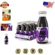 Organic Cold Pressed Prune Juice, 8.4 Oz Bottles - Pack of 12 for Optimal Health