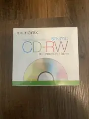 5 pack of Memorex CD-RW Discs New in Package
