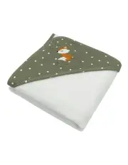 [LIVING TEXTILES] Cotton Hooded Towel in Forest Green/White