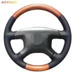 MITSUBISHI APPDEE 黑色人造皮革 DIY 汽車方向盤套適用於三菱帕杰羅 2004 2005 2006 2