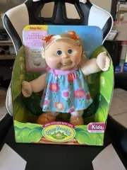 Cabbage Patch Kid Doll Blue Pink Flower Dress Blonde Hair Pink Streak NIB