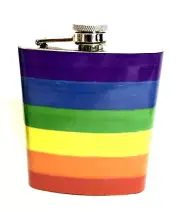 LGBTQ Gay Flask Pride Rainbow Flag 6.5 oz Hip Pocket Metal Lesbian Transgender