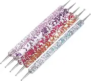 WRITWAA 5pcs Colorful Nail Art Tool Set Dual Ended Dotting Pens Rhinestones Picker Acrylic Handle for Easy Decoration for Manicurists and DIY Nail Art
