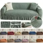 Sofa Seersucker Sofa Cover with Pleated Skirt for L-Shape U-Shape&Sectional Sofa