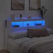 LED Bed Headboard, Headboards Beds Frame Head Bedroom Furniture White 180x18.5x103.5 cm Engineered Wood