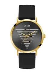 GUESS Men's Black Gold Idol Silicone Watch