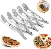 5 Wheel Pastry Cutter Upgraded - Stainless Pizza Slicer, Expandable Pizza Slicer Multi-Round Pastry Knife Baking Cutter Roller Cookie Dough Cutter Divider