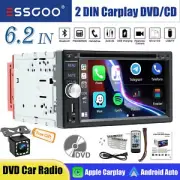 Double DIN CD/DVD Player Car Stereo CarPlay/Android Auto Radio Head Unit +Camera