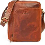 ALMADIH Small Leather Shoulder Bag Men's 9.7 Inch iPad - Henri Brown - Compact Leather Bag for Travel & Everyday Messenger Shoulder Bag Leisure Bag Tablet Men's Bag Women