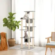 NNEVL Cat Tree with Sisal Scratching Posts Light Grey 169 cm