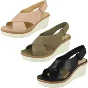 Ladies Clarks Slingback Wedge Heel Sandals 'Palm Candid'