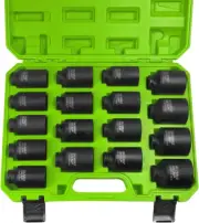 SUNHZMCKP 1/2" Drive Deep Impact Socket Set 17-Piece, Spindle 6 Point Axle Nut S