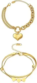 Tomovely14K Gold-Plated Bracelet Cufflinks For Women, Adjustable Matte Gold Bracelet, Stacked Jewelry Set For Women, Exquisite Charm, Fashion