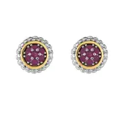 18k Gold And Sterling Silver Burma Ruby Stud Earrings