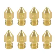 8 Pcs 0.6Mm MK8 Extruder Nozzles 3D Printer Nozzles for Creality Ender 3/3 Pro/3