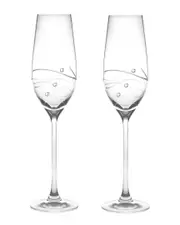 Barski European Handmade Lead-Free Crystalline Swarovski Wedding Toasting Champagne Flutes Set of 2