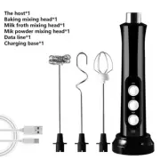3 In 1 Electric Milk Frother Foam Maker Mixer USB Port Rechargeable Handheld