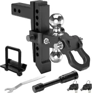 Adjustable Trailer Hitch, 8” Drop/Rise Alloy Steel Drop Hitch with Shackle Hitch