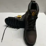 Men’s CAT Second Shift P89586 6” Work Boots - Dark Brown-STEEL TOE-Size 9 MEDIUM
