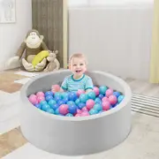 PlayPals Foam Ball Pit Soft Round Ball Pool Playpen Fence with 200 Balls Grey