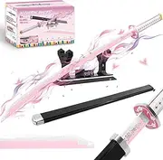 Jorumo Demon Slayer Swords Compatible with Lego Sets for Girl 8-14, 39in Tsuyuri Kanao Sword Building Block with Scabbard and Stand, Anime Sword Building Toy Demon Slayer Gift Katana, 788 Pcs, Pink