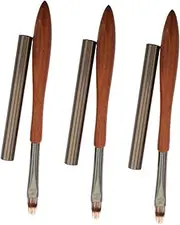 PLAFOPE 3pcs Set Nail Pen Nail Paint Brush Gradient Painting Brush Nail Brush Pens Finger Nail Brush Professional Nail Art Gel Nail Brush Manicure Nail Brush Nail Art Tool Wooden Brown