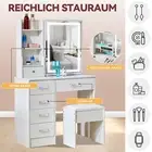 Dressing Table Stool Set Slide Makeup Mirror Jewellery Storage Vanity W/6 Drawer