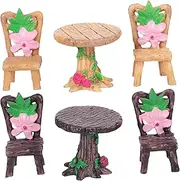 2Sets Mini Landscape Resin Table and Chair Decor of Potted Plant Models for Home Desktop and Succulent Displays Exquisite Vivid Design for Decorative Touch