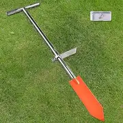 Dibble Bar Tree Planting Tool with Foot Pedal, Stainless Steel Pole T-Handle Digging Bar, Long Dibbler Garden Tool (Triangle)