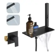 BESy Brass Waterfall Bath Tub Faucet w Handheld Sprayer Wall Mount Matte Black