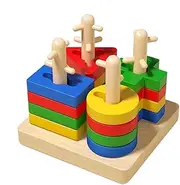 Sorting and Stacking Toys, Shape and Color Recognition Blocks, Educational Matching Game, 12.7x12.7x11.7cm/5x5x4.61 Inches Early Learning Playset for Kids Ages 3-6