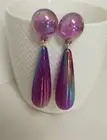 Gorgeous Shimmery Purple Long Teardrop Shape Resin Stud/Drop Earrings - *NEW*