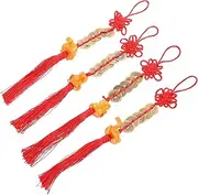 Hohopeti 4pcs Zodiac Snake Pendant Kit Lucky Charms Decorations Bracelets Fans Silver Bracelet Tassel Bead Dragon Ornament Necklace Jewelry Clasp Snake Charms Gemstone Silk Fan Alloy