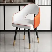Modern Armchair Dining Chairs Kitchen Chair Vanity Stool with Hollow Back and Metal Legs,Leisure Armchair Lounge Accent Chairs for Dining Room/Living Room (Color : White)
