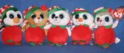 TY 2012 JINGLE BEANIE SET of 5 - MERRY, CHERRY, HAPPY, JUNEAU, ICECAPS -MINT TAG