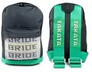 JDM Bride Bag Backpack With Green Takata Racing Harness Strap & Green Bottom