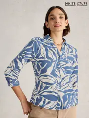 White Stuff Blue 100% Cotton Annie Jersey Shirt (F97350) | $104