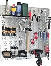 Wall Control 30-WGL-200 GVB Steel Pegboard Utility Tool Storage Kit - Galvanized Steel Pegboard & Black Accessories
