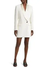 Rag & Bone Femi Women's Virgin Wool Blend Mini Tuxedo Blazer Dress White Size 6