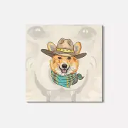 Hipster Dog Pembroke Welsh Corgi Animal 4'' X 4'' Square Wooden Coaster