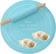ETUCYNG Silicone Rolling Pin and Baking Mat | Non Stick Baking Rollers Set | Professional Dough Rolling Pins Set for Fondant, Pasta, Dough