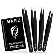 4Pcs Professional Tweezers for Women Facial Hair Stainless Steel Precision Tweez