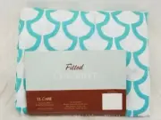 TL Care 100% Cotton Jersey Turquoise & White Fitted Crib Sheet NIP