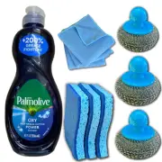 BUNDLE 10Pc Palmolive Dish Soap Cellulose Sponge Metal Scrubber Microfiber Cloth