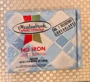 Meadowbrook Luxury Percale Twin Fitted Sheet Blue + White Geometric VTG NIB NOS