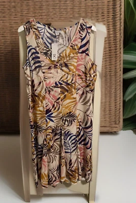 Dress Rockmans Sleeveless Size 12 Palm Print Button Up BNWT Soft Cool